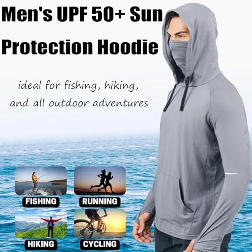 Men's UPF 50+ Sun Protection Hoodie, Long Sleeve Sun Shirt Men, Camisas Manga Larga De Trabajo Para Hombre Construccion3