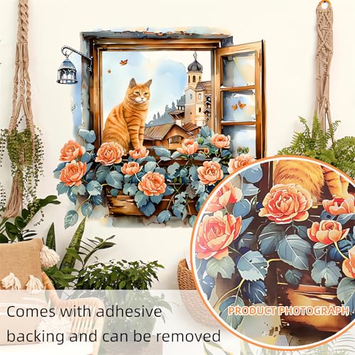 Kit de Vinilos Decorativos de Gato y Flores 30x60 cm miniatura 4