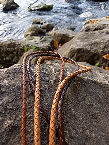 Plaited leather cord round 4 mm. Antique dark brown - length: selectable, Antique Dark Brown, 5 metres - Image 2