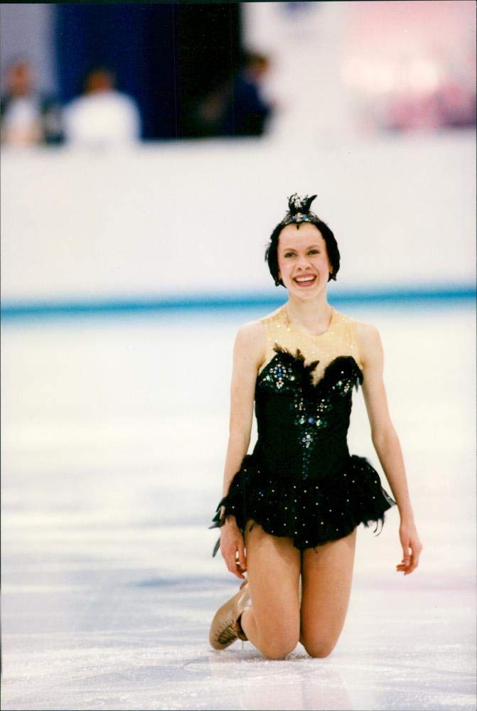 Vintage photo of Oksana Bajul figure skater at the Lillehammer Olympics 1994