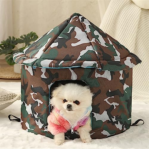 Panier chat fermé et niche petit chien dôme chaud hiver blanc 35cm - 3