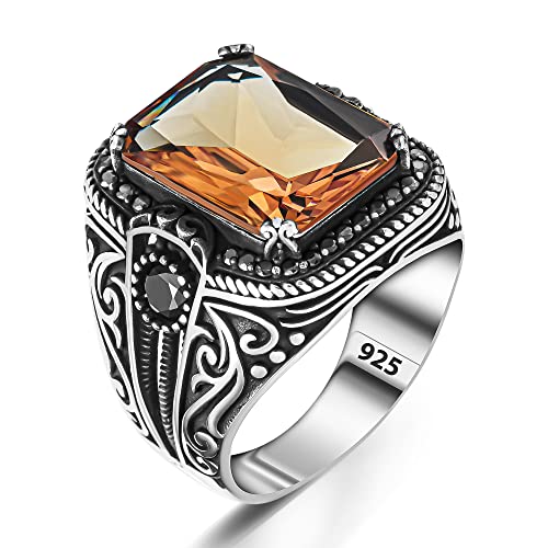 TAKILINGO 925k Gestempeld Solid Sterling Zilver Zultanite Stone mannen Ring Signet Ring voor Mannen, X, Sterling zilver, Zirkonium