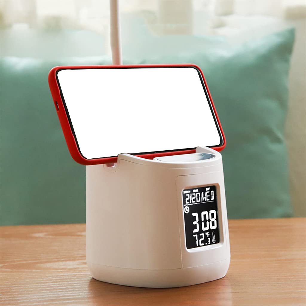 1 lot de lampe de bureau LED avec porte-stylo pour ordinateur de bureau flexible col de cygne pour la lecture et l'étude, petite pour chambre à coucher, lampes USB pour enfants, loupe sur pied à