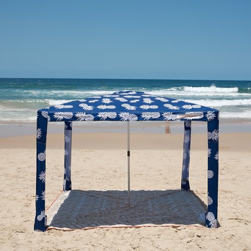 CoolCabana Beach Shade Tent - Easy Setup UPF 50+ Protection Large & Medium Sizes Compact & Wind Resistant - Beach Cabana for The Whole Family - Pineapples Medium