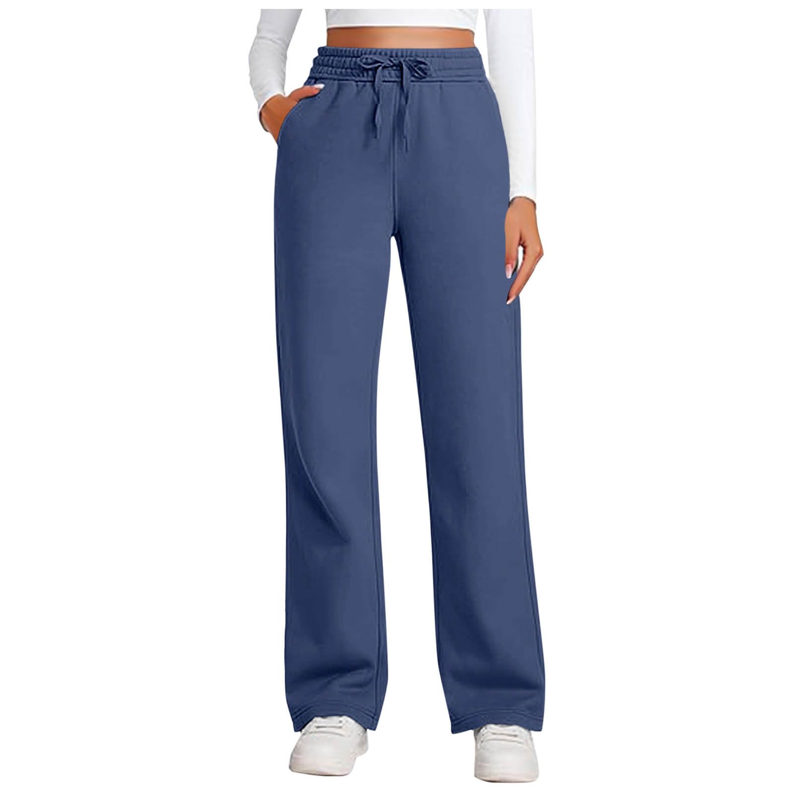 Pantalon Deporte Mujer,Pantalones Chandal Mujer Anchos Deporte Pantalones Anchos Mujer Rectas Trabajo Pantalones Elástico Cintura Alta Pantalones de Trabajo Suelto Cómodo Pantalones Jogger