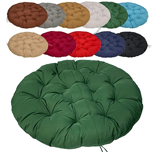 Coussin Fauteuil rotin 50cm/19.68in, Coussin Fauteuil Rotin Rond, avec Sangles De Positionnement, pour Jardin Patio Hanging Hammock - Vert foncé