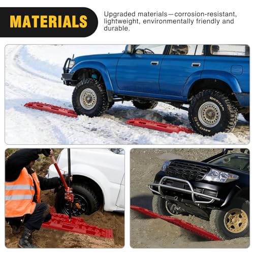 Image of Nilight Off Road Traction Boards with Jack Lift Base Heavy Duty Recovery Boards for Truck Jeep SUV Tire Traction Mats for Mud Sand Dunes Snow Vehicle Recovery Gear with Carry Bag Mounting Kit 2PCS