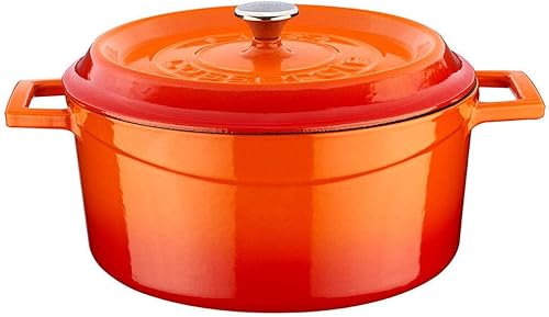 Hierro fundido Dia.9.5" h:4" 4.75 cuartos de galón redondo naranja hierro fundido horno holandés