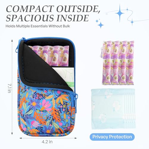 Image of KJQJLY 2 Pack Portable Tampon Organizer Bag Tampon Holder & Storage Case with Zipper for Travel, Discreet Period Bag for Purse, Waterproof Feminine Products Pouch for Women (Flower)