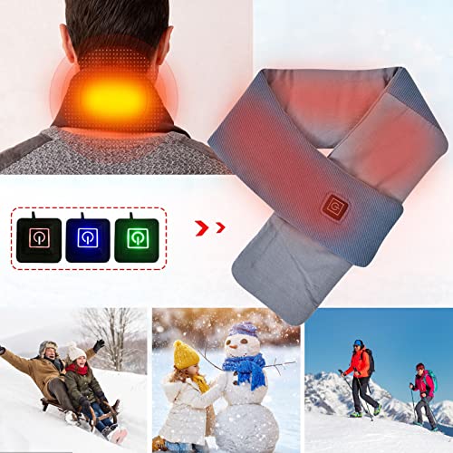 2024 New Warm Heated Scarf, Heated Scarf for Women Men, Heating Pad for Neck, Soft Fleece Winter Scarf, USB Smart Heating Neck Scarf for Christmas Gifts (Blue)2