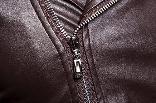 Chaqueta de cuero para hombre estilo moto ajustada miniatura 5