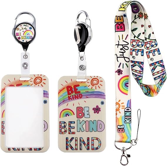 Autism Awareness Lanyard for ID Badge and Keys,Hidden Disability Lanyard for Name Tags,USB,and Keychains,Be Kind ID Holder Lanyard,Cute Rainbow Puzzle Design Neck Strap for Kids,Teens,Teachers,Adults