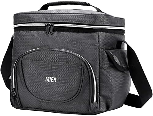 MIER Large Lunch Box for Men 24 Cans Insulated Lunch Bag Leakproof Soft Side Cooler Bags with Multiple Pockets Adults Big Lunchbox Heavy Duty for Work Travel Beach Picnic Office(Grey, 15L)