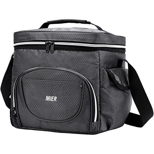 Mier Large Lunch Box For Men 24 Cans Insulated Lunch Bag Leakproof Soft Side Cooler Bags With Multiple Pockets Adults Big Lunchbox Heavy Duty For Work Travel Beach Picnic Office(Grey, 15L) #TOP25