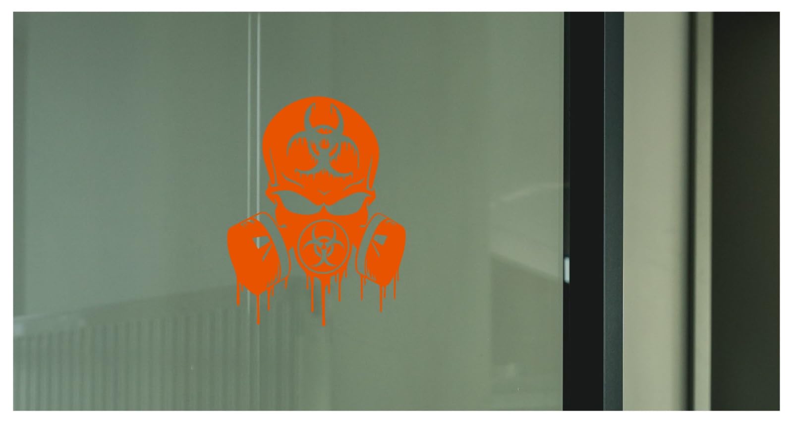 Skull Dripping Biohazard Respirator Decal - 5.5x5 Inch White Vinyl Sticker For Cars & Windows