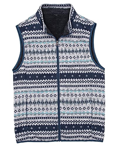 Bonnroth Mens Full Zip Sweater Fleece Vest, Sherpa Lined Stand Collar Vests with Pocket