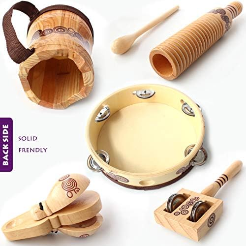 Benelet Natural Wooden Music Kit for Kids, Percussion Musical Instruments Set with Drums for Children, Preschool Music Education, Toddler Musical Toys 5 51Q6kINXa7L. AC