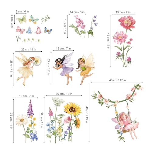 Decalmile Flower Fairy Wall Decals for Girls Room Kids Room Decor
| Decalmile Butterfly Girl with Wildflower Sunflower Wall Stickers for Girls Bedroom Baby Nursery
| Decalmile Flower Fairy Wall Decals Girls Room Decor Best Seller