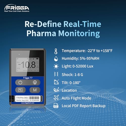 Image of Frigga T70 Pro 4G /5G Temperature & Humidity Monitor Real-Time Reusable Temperature Data Logger Remote Digital Temperature Recorder Refrigerator Thermometer Rechargeable 50000 Points