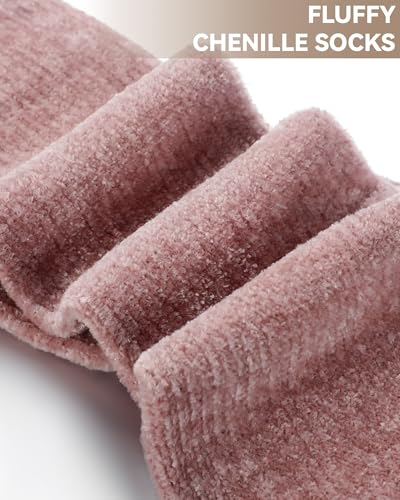 Shihanee 3 Pairs Women Cozy Chenille Socks Fluffy Crew Casual Home Warm Winter Boot Sock for Women Gift2
