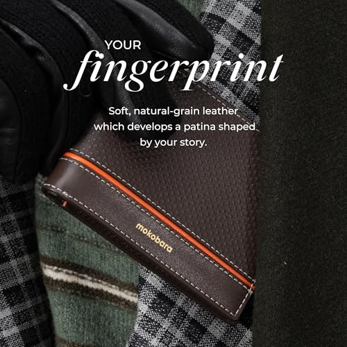 Image of MOKOBARA Stash Bifold Wallet for Men | Geometric Textured | Genuine Leather | RFID Protected | Holds Up to 12 Cards | Double Currency Compartment | Ka-Ching (Brown)