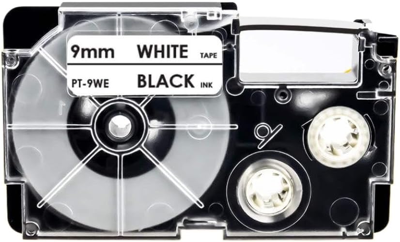 Ruban デチケット プリンタ消耗品 6 パック 9mm 白地に黒 XR-9WE XR-9W 粘着ラベル カートリッジ、部品番号