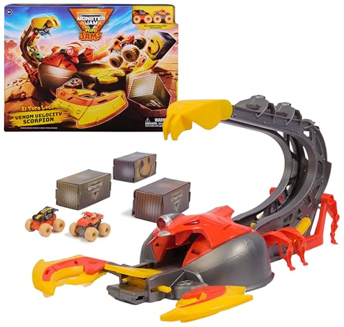 Monster Jam, EL Toro Loco's Venom Velocity Scorpion-Spielset, Rampenkatapult mit elektronischer Beschleunigung, inklusive Mini-Trucks von EL Toro Loco und Max-D im Maßstab 1:87, ab 3 Jahren