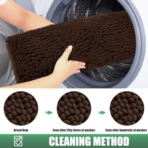 IM HOME Durable Chenille Absorbent Outoor Doormat 36" x 60", Muddy Washable Door Mats for Dog Non Slip Heavy Indoor Doormat Soft Front Inside Doormat for Entryway, Mud Dog Paws, Patio Brown — view 7