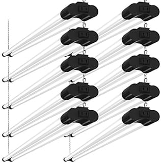 Bbounder 10 Pack Linkable LED Utility Shop Light, 4 FT, 48 Inch Fixture for Garage, 40W Equivalent 250W, 5000K Daylight, Surface + Suspension Mount, Florescent Light Fixture Replacement, Black