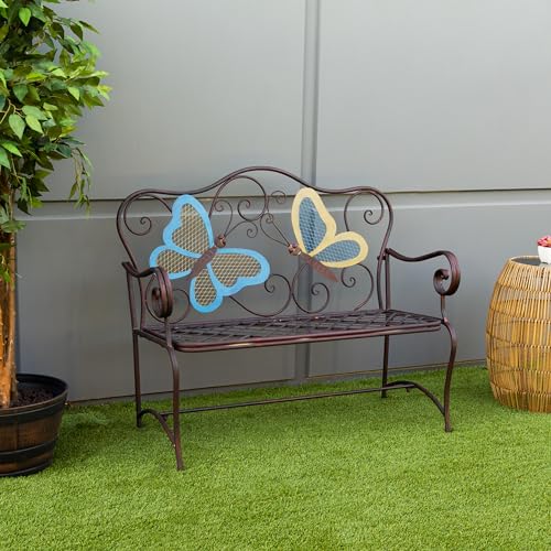 Alpine Corporation 45" x 23" Outdoor 2-Person Butterfly Garden Bench - Image 3