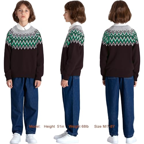 Image of BOBOYOYO Boys Sweaters 100% Cotton Cable Knit Kids Sweater Striped Pullover