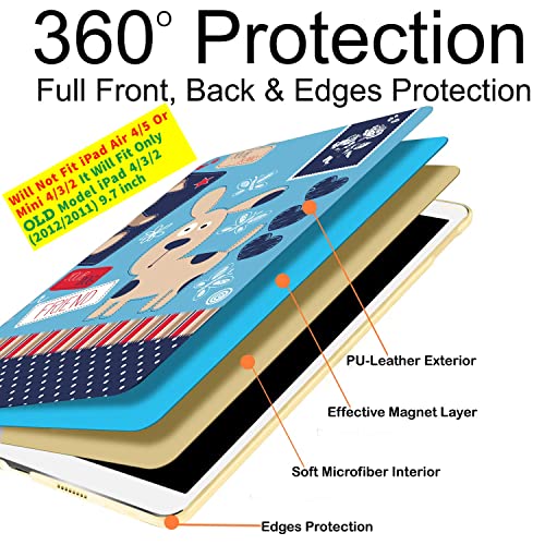 Image of DuraSafe Cases for iPad 2nd 2011 3rd 4th Gen 2012-9.7 [iPad 4 iPad 3 iPad 2 Old Model ] A1458 A1416 A1395 MC705HN /A MD328HN /A Ultra Slim Printed Smart PU Leather Flip Folio Book Cover - Puppy Friend