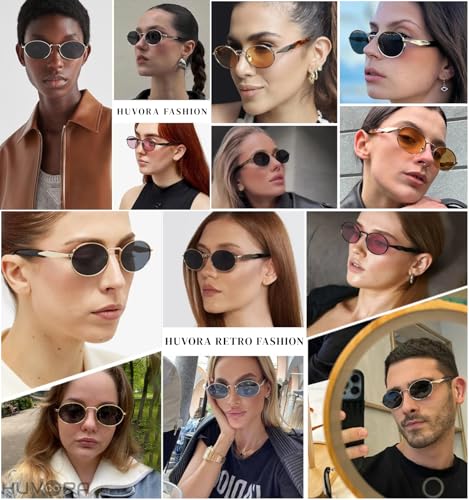 Image of POINT Retro Oval Sunglasses For Men Women Stylish - UV400 Protection Designer Goggles - Vintage Metal Sun Glasses for Woman - Trendy Branded Full Rim Shades for All Face Shapes