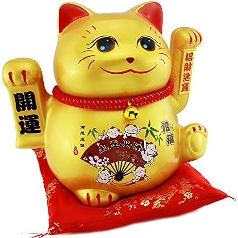 Large Size Ceramic Thriving Business Maneki Neko Lucky Cat（Beckoning Cat）,Best Gift for Business Opening,Feng Shui Decor Attract Wealth and Good Luck Cover