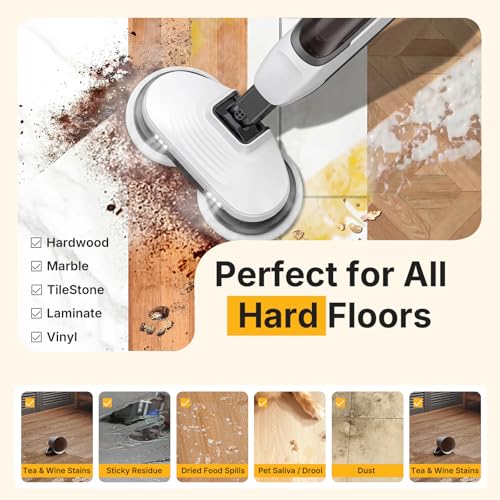 Image of NEWBULIG Scrubbing Steam Mop, Spin Steam Mops for Floor Cleaning with LED