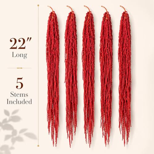 5 Pack Flores Colgantes Secas de Amaranto Rojo para Decoración miniatura 2