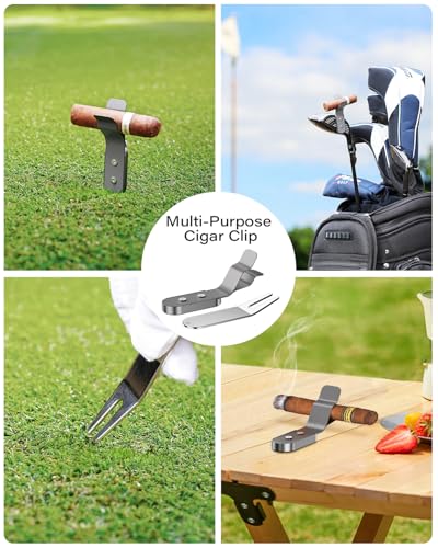 A2C Magnetic Cigar Holder for Golf Cart 4-In-1, Adjustable Metal Clip with Solid Divot Tool Fits EZGO Club Car Yamaha Icon, Golf Cart Accessories Gift for Men Golfers - Image 5