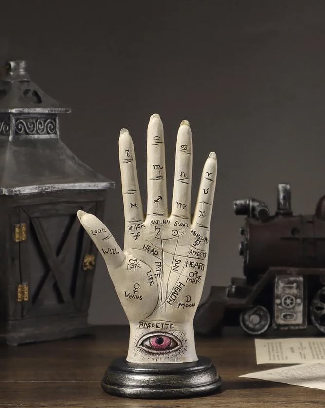 Buwakul Palmistry Hand Resin Statue Telling Palm Reading, Ancient Mystical Palm with Lines and...
