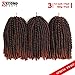 12 inch Spring Twist Crochet Braids Hair for Butterfly Locs Bomb Twist Crochet Hair Beyond Beauty Ombre Colors Synthetic Fluffy Hair Extension 3 Packs(12 Inch, M1B 350)