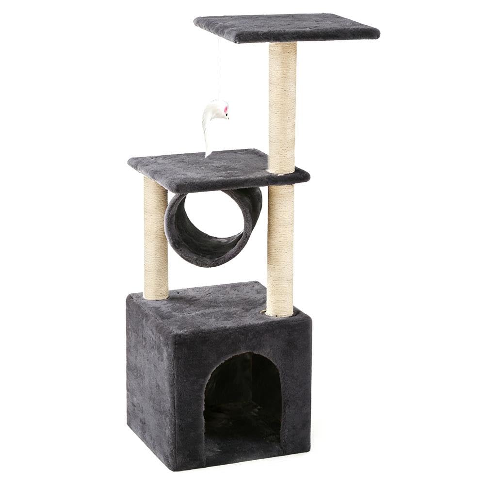 Cat Tree Tower with Sisal Scratching Posts, Condo, Bed, Dangling Ball & Playful - Sturdy Perch for Cats Kittens - Entertainment & Comfort Furniture Feline Fun (Cat Tree with Condo & Perch) โ image 1