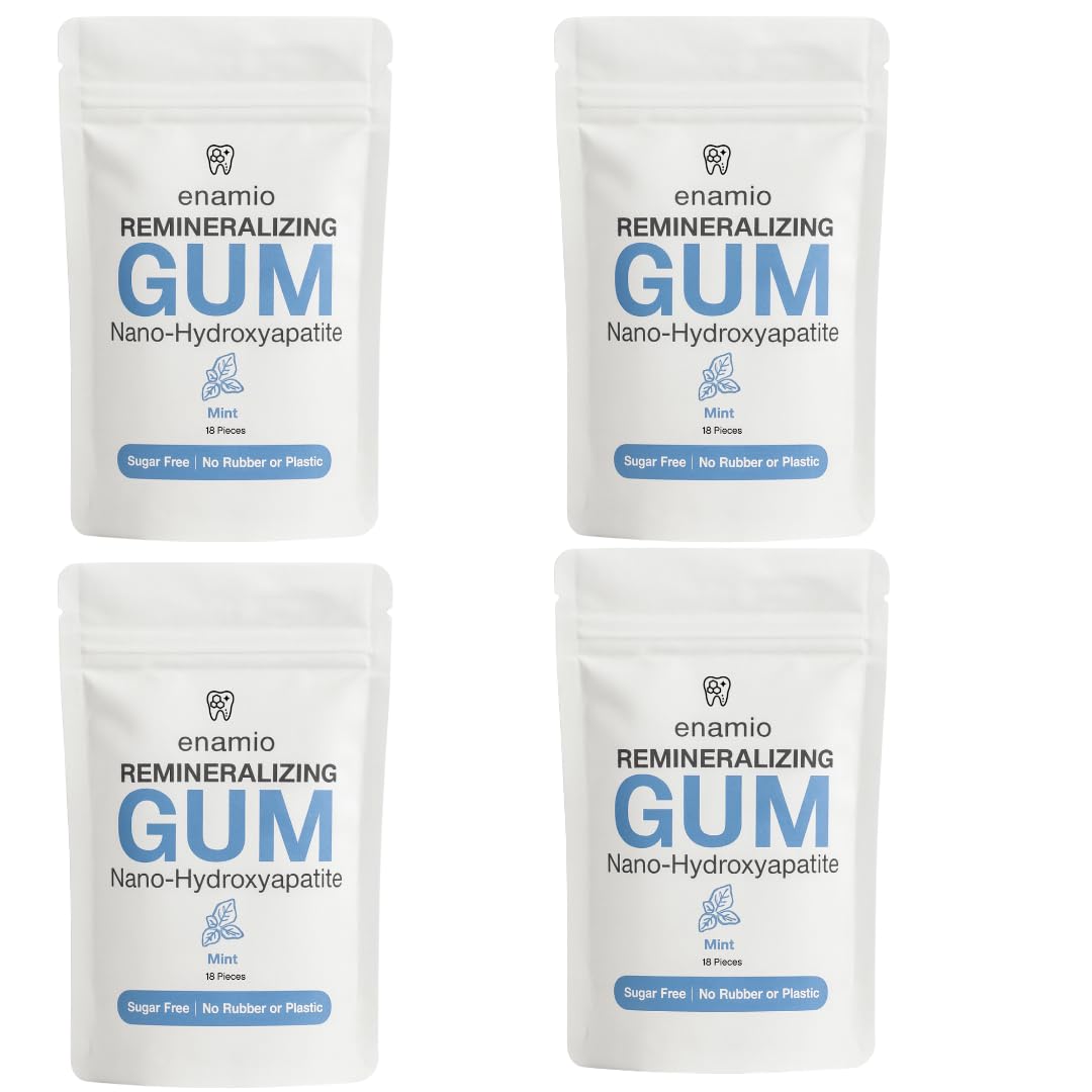 Enamio Mint Remineralizing Gum with Nano Hydroxyapatite for Enamel Support & Sensitive Teeth - Xylitol Gum, Plastic Free, Sugar Free, Natural Oral