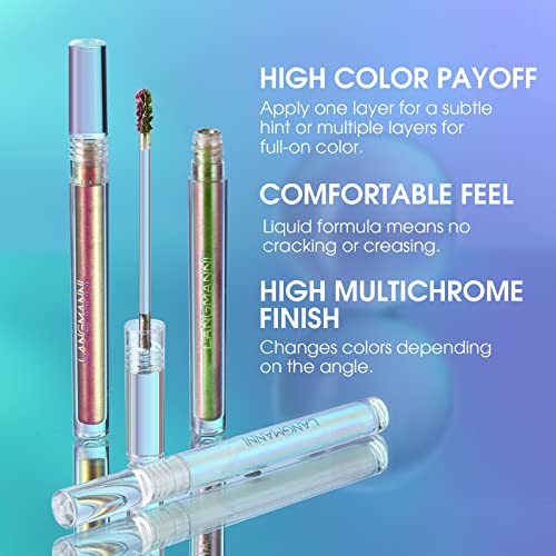 Light Liquid Eyeshadow, Light Liquid Glitter Eyeshadow, 3 Colors Metallic Liquid Glitter Chameleon Eyeshadow, Multi-Dimensional Eye Looks, Long-Lasting Holographic Glitter Multichrome Eyeshadows Makeup Set #TOP3