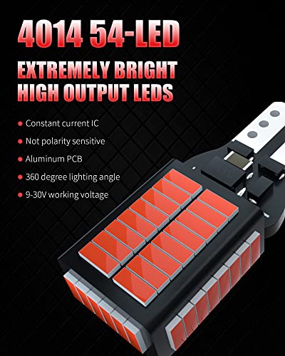 Aileo Upgraded T15 912 921 Led Bulb Red High Mount/3Rd Brake Lights,3600Lm Super Bright 4014 54-Smd Chipset Canbus No Error W16W 906 904 922 Led Bulb Red Center High-Mount Stop Lamp,2Pcs #TOP1