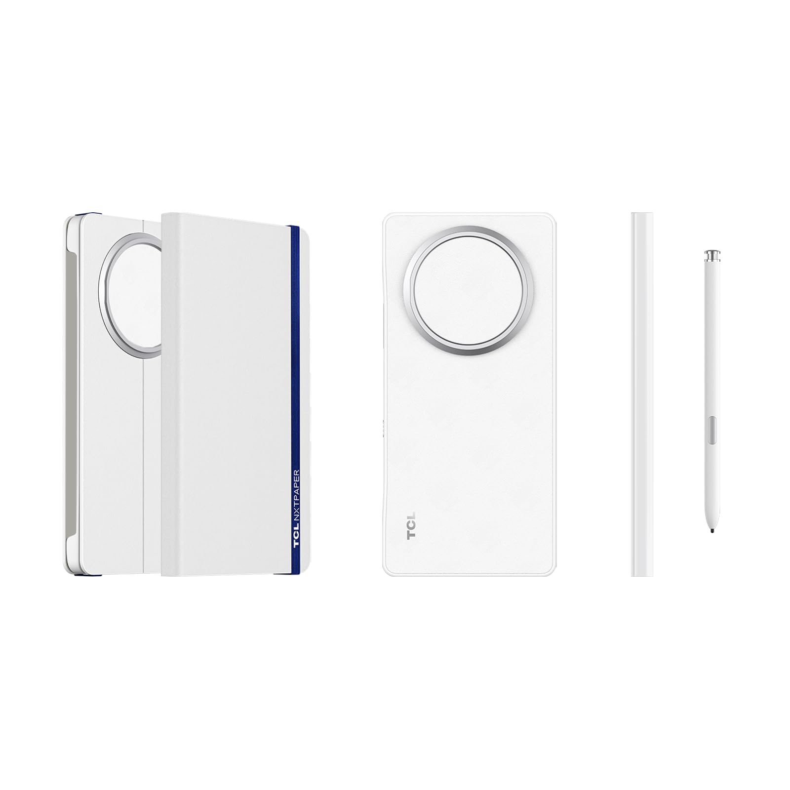 TCL Magnetische Flip Cover und Elektromagnetischer Stift NXTPAPER 60 Ultra, Schutzhülle, Papier-Textur Schreiben, Ultra-Low Latency, Druckempfindlich, Weiß
