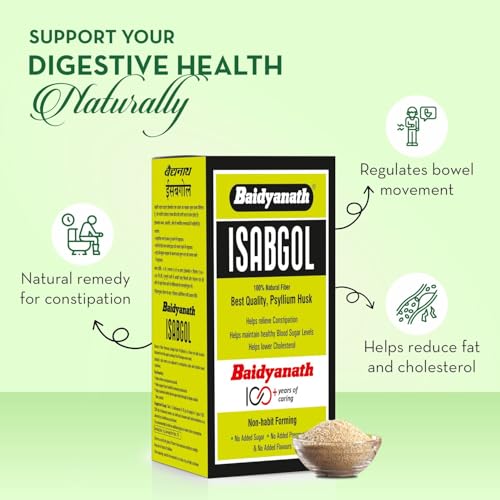 Image of Baidyanath Isabgol Psyllium Husk 350g| 100% Natural Fiber for Digestive Health | Helps Relieve Constipation | Sugar-Free, No Preservatives | Non-Habit Forming | Isabgol for Gut Cleanse & Regularity