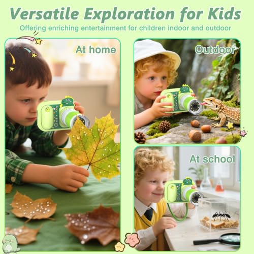 Dinosaur Kids Camera Microscope for Kids Handheld Mini Portable Digital Rechargeable 1000X with 2.4 Screen 1080P 3 in 1 Microscope Photography Recording Age 3-12 Children Students - image 7
