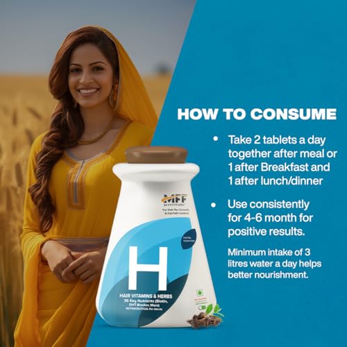 Image of MyFiFuel Hair Vitamins with DHT blocker (120 tablets) (36 Vitamins, Mineral & Herbs) For Hair Re-Growth & Hairfall Control