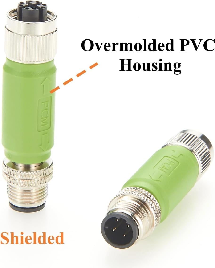 IP67 M12 D-Code Male to X-Code Female Industrial Ethernet Inline Adapter 100Mbps Cat5e Shielded Connector Compatible with 6GK1901-0DE10-6AA0, for PROFINET, EtherNet/IP, Modbus TCP (2PCS)