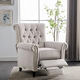 LuxyHoom Modern Large Recliner Chair, Linen Tufted Armchair Pushback Recliner with Rivet Roll Armres