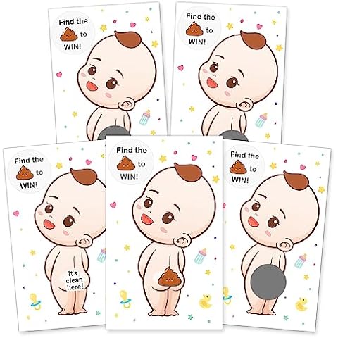 Baby Shower Games 40 Raffle Cards, Baby Shower Prizes, Funny Activity for Diaper Raffles, Ice Breakers, Door Prizes and for Decorations, Silly Activity for Ice Breakers Cover